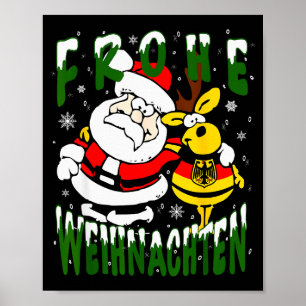 Poster Noël allemand Allemagne Frohe Weihnachten Joyeux
