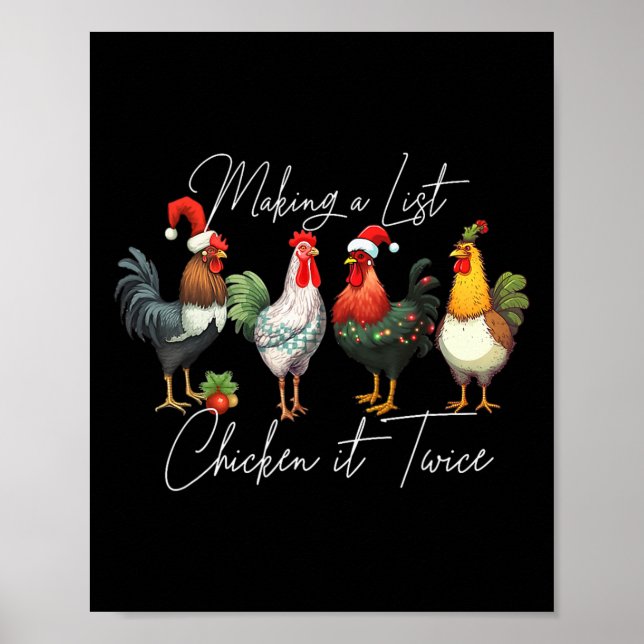 Poster Noël Amant de poulet Noël Noël Feu de chapeau de N (Devant)