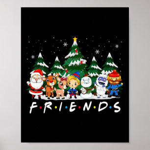 Poster Noël amis Père Noël Rudolph Snowman Famille de Noë