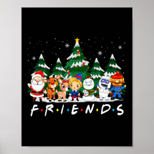 Poster Noël amis Père Noël Rudolph Snowman Famille de Noë