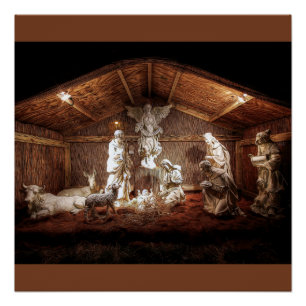 Poster Noël Avent Jésus Nativité Manger Scène