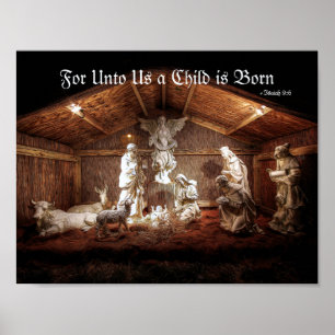 Poster Noël Avent Jésus Nativité Manger Scène
