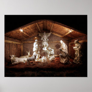 Poster Noël Avent Jésus Nativité Manger Scène