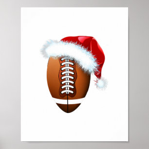 Poster noël ballon de football santa chapeau drôle sport