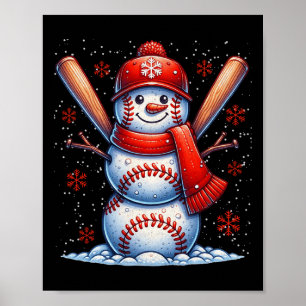 Poster Noël Baseball Snowman Boys Baseball Noël