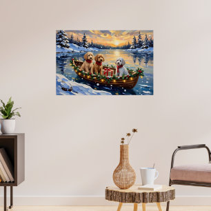 Poster Noël Bateau de Poodle Fêtes