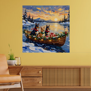 Poster Noël Bateau de vacances de Kelpie australien