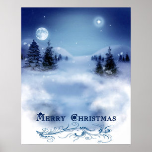Poster Noël bleu