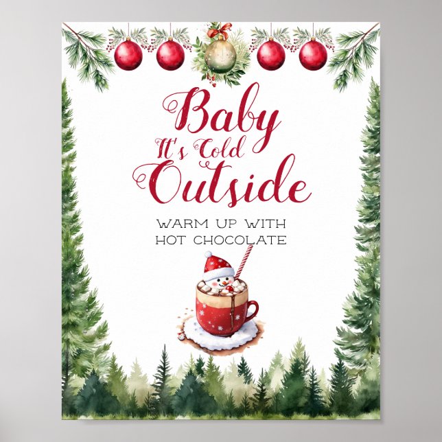 Poster Noël Bois Animaux Bébé Il fait froid dehors (Devant)