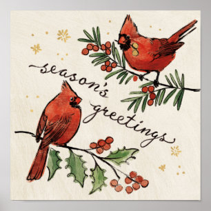 Poster Noël Cardinal Lovebirds