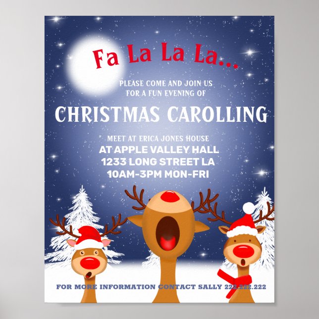 Poster Noël carol chanteur invitation (Devant)