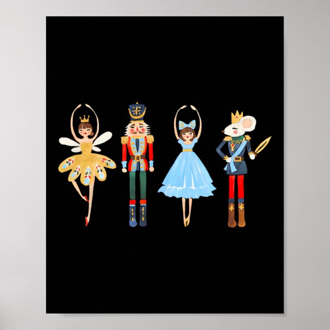 Poster Noël Casse-Noisette Ballet Cute Noël Cadeaux de No (Devant)