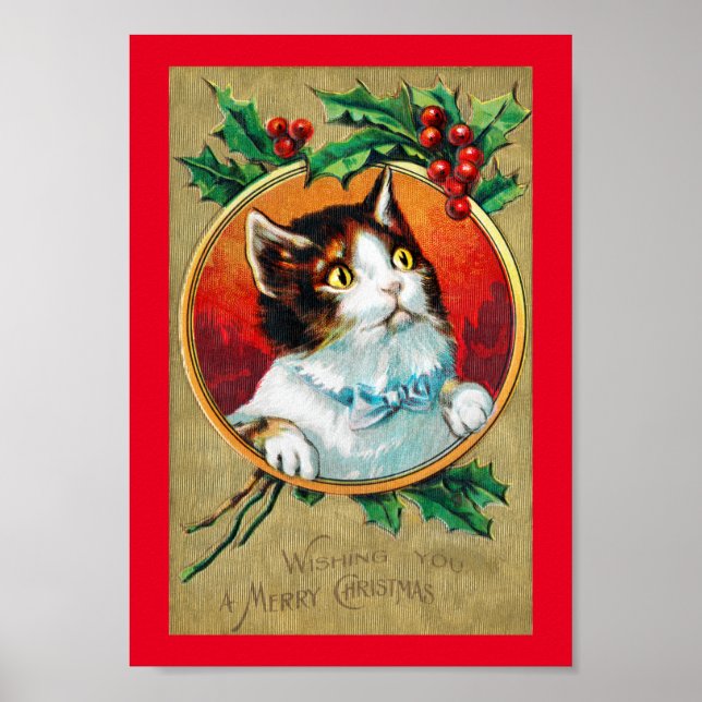 Poster Noël, Chat de Noël (Devant)