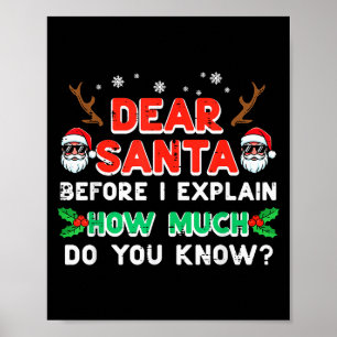 Poster Noël Cher Père Noël Avant D'Expliquer Drôle Xmas W