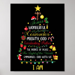 Poster Noël chrétien Jésus Bible Noms Noël Arbre Sh