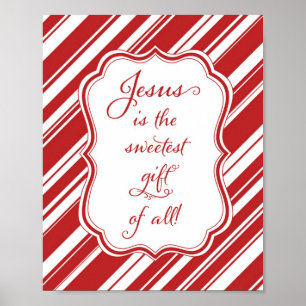 Poster Noël chrétien religieux Jésus rouge et blanc