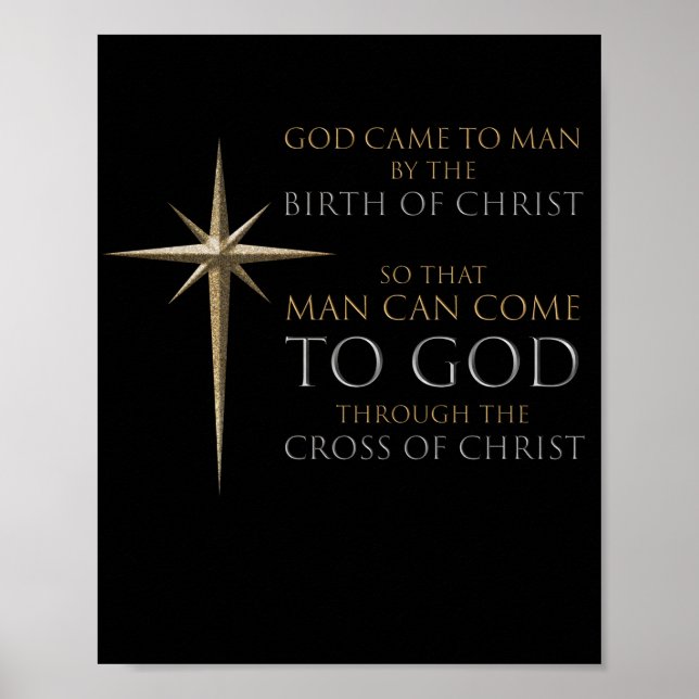 Poster Noël ChristianStar Naissance et Croix du Christ (Devant)