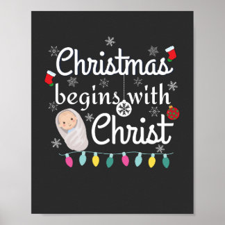Poster Noël commence avec le Christ T-shirt