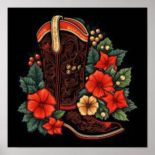 Poster Noël cowboy vacances de démarrage