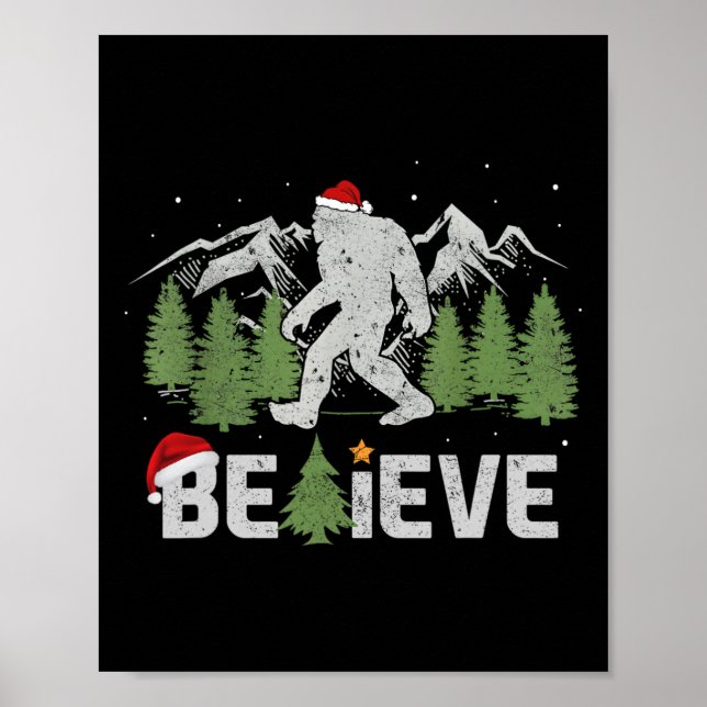 Poster Noël Croit Bigfoot Funny Arbre De Noël Pour Hommes (Devant)