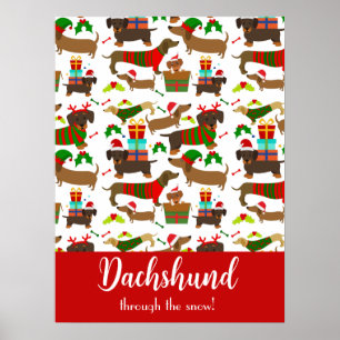 Poster Noël Dachshund Funny Holiday