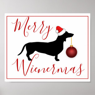 Poster Noël Dachshund Funny Joyeux Wienermas