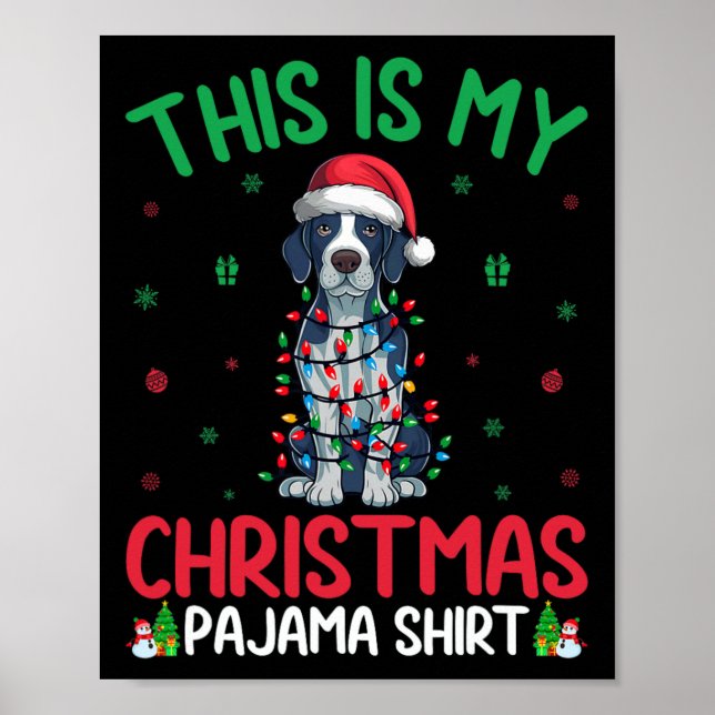 Poster Noël de chien Pointeur anglais Père Noël (Devant)