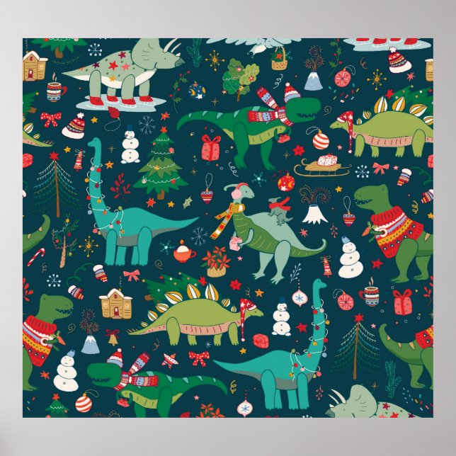 Poster Noël de Dinosaur : Bonne année (Devant)