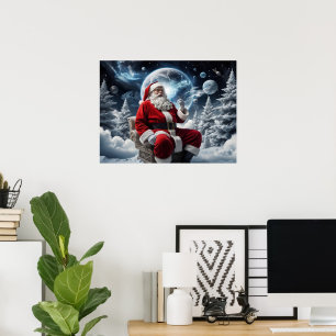 Poster Noël de l'Arrière - plan de l'espace magique Père 