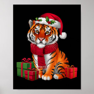 Poster Noël de Noël de Père Noël Bengale Tiger