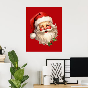 Poster Noël de style rétro Holly Jolly Santa Claus