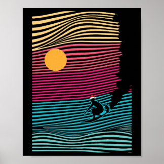 Poster Noël de surf en juillet Rétro Plage Vacances d'été