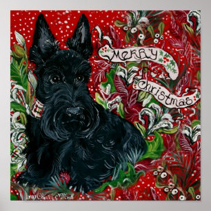 Poster Noël de Terrier d'écossais