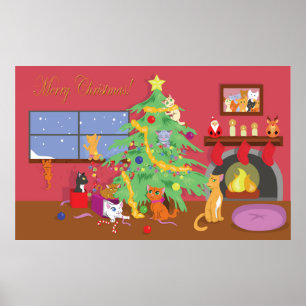 Poster Noël des chatons