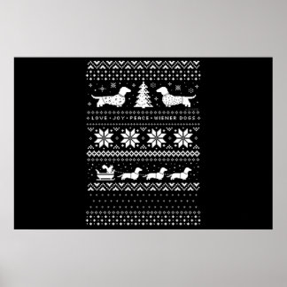 Poster Noël des Dachshunds