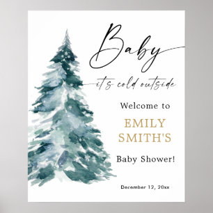 Poster Noël d'hiver Bébé il fait froid dehors bienvenue