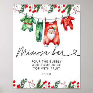 Poster Noël d'hiver Père Noël Baby shower Mimosa Bar