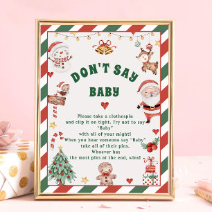 Poster Noël "Don't Say Baby" Baby shower Cartes de jeu