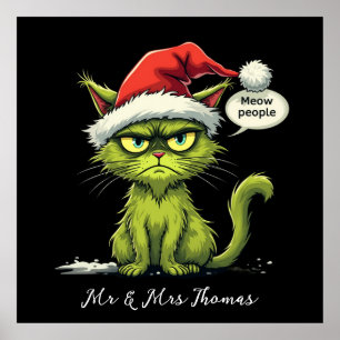 Poster Noël drôle "Ew People" Meowy Amoureux de les chats