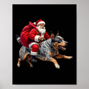 Poster Noël du chien de bétail australien de Père Noël