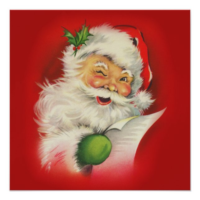 Poster Noël du Père Noël vintage (Devant)