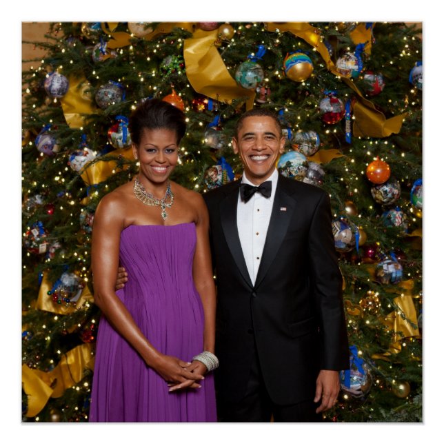 Poster Noël du président Barack Obama et de Michelle (Devant)