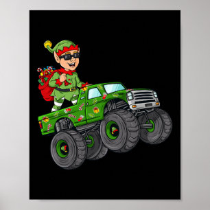 Poster Noël Elf équitation Monster Camion Garçons Enfants