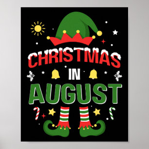 Poster Noël En Août Drôle Elfe Pour Les Noël D'Été