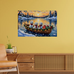 Poster Noël en bateau maltais