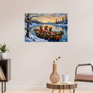 Poster Noël en bateau Vizsla