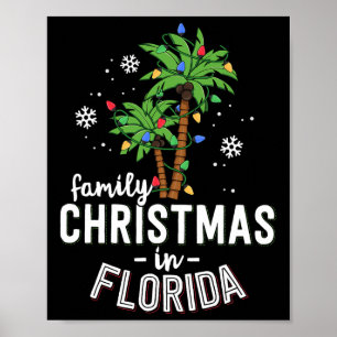 Poster Noël en famille en Floride Palmiers Xmas Plage