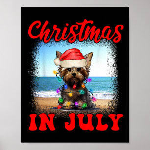 Poster Noël en juillet amateur de chien Xmas drôle Yorkie