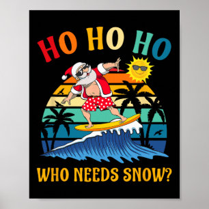 Poster Noël En Juillet Fun Père Noël Surfing Summer Beach