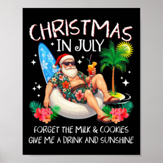 Poster Noël en juillet Palmier Plage Été Hawaï Sa